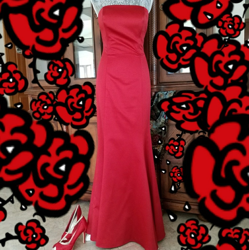 EUC ALLEN SCWARTZ SATIN BALL GOWN🥀